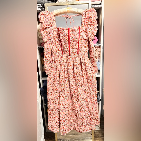 Evi Grintela Frida Floral Midi Dress Red Liberty Floral Medium Classic Regency - Picture 6 of 7